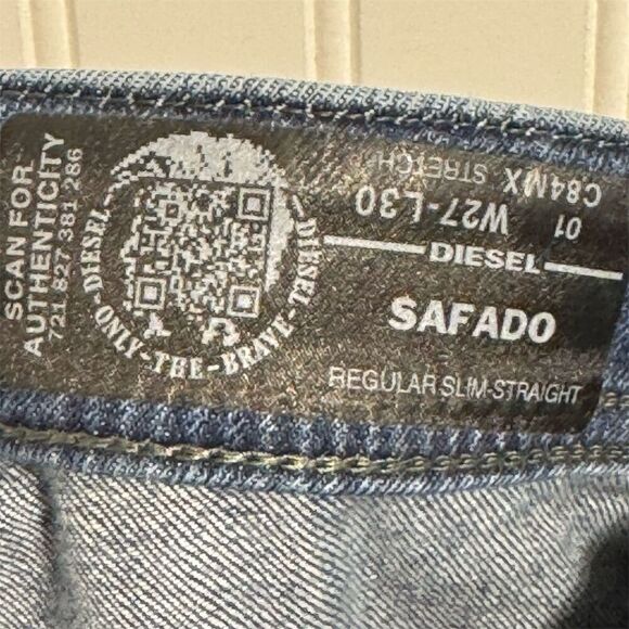 Diesel Safado Men’s Jeans W27 Slim Straight Distressed Dark Wash Denim Italy - Picture 5 of 7